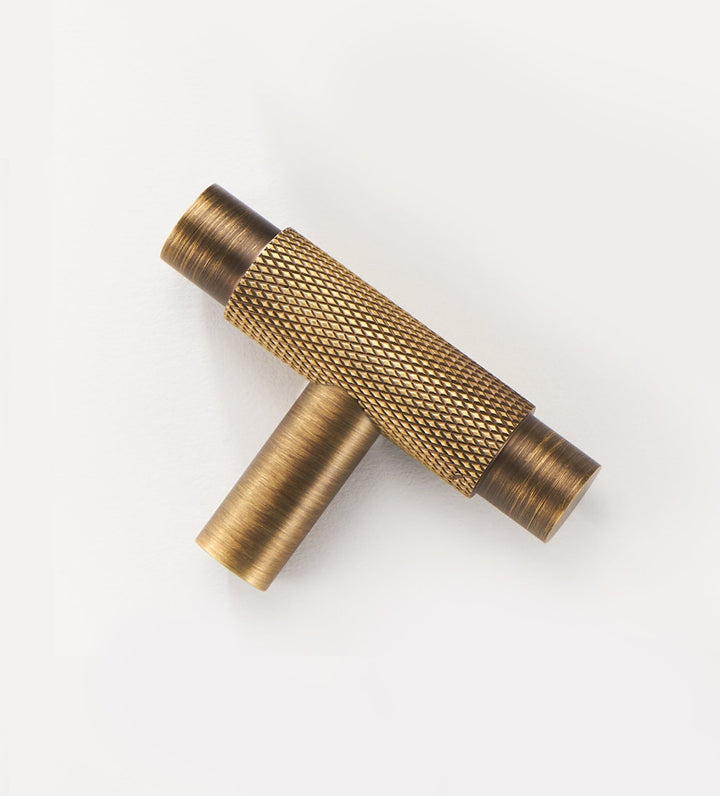MILAN Knurled Solid Brass T-Bar Handle - Luxury Handles