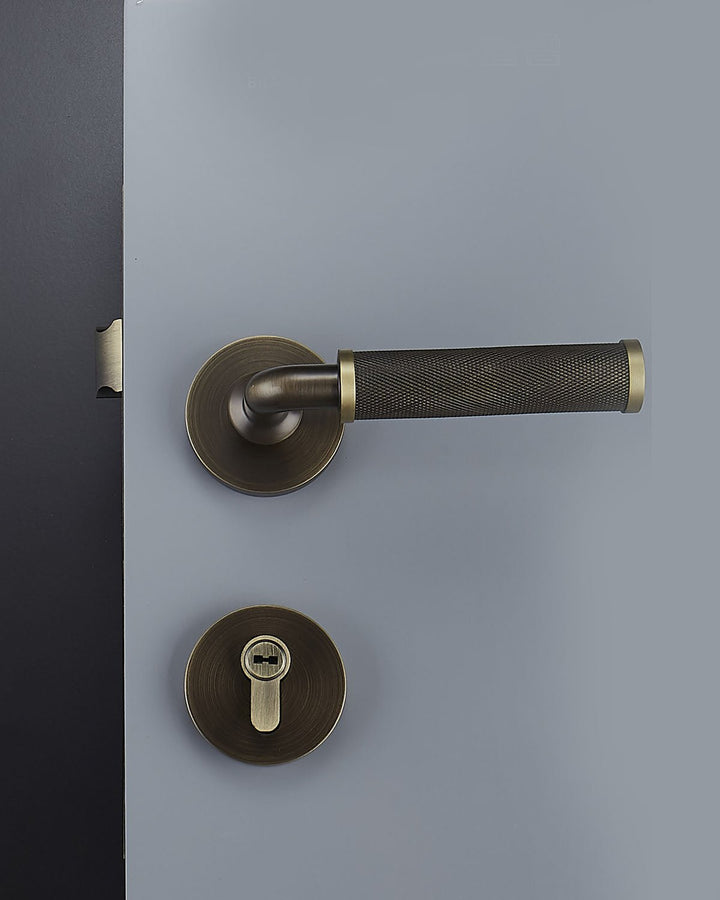 MILAN Solid Brass Knurled Lever Door Handle Set - Luxury Handles