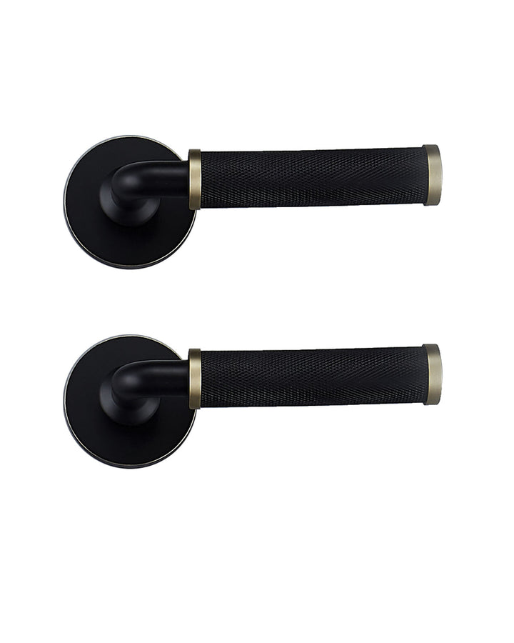 MILAN Solid Brass Knurled Lever Door Handle Set - Luxury Handles