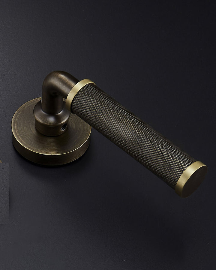 MILAN Solid Brass Knurled Lever Door Handle Set - Luxury Handles