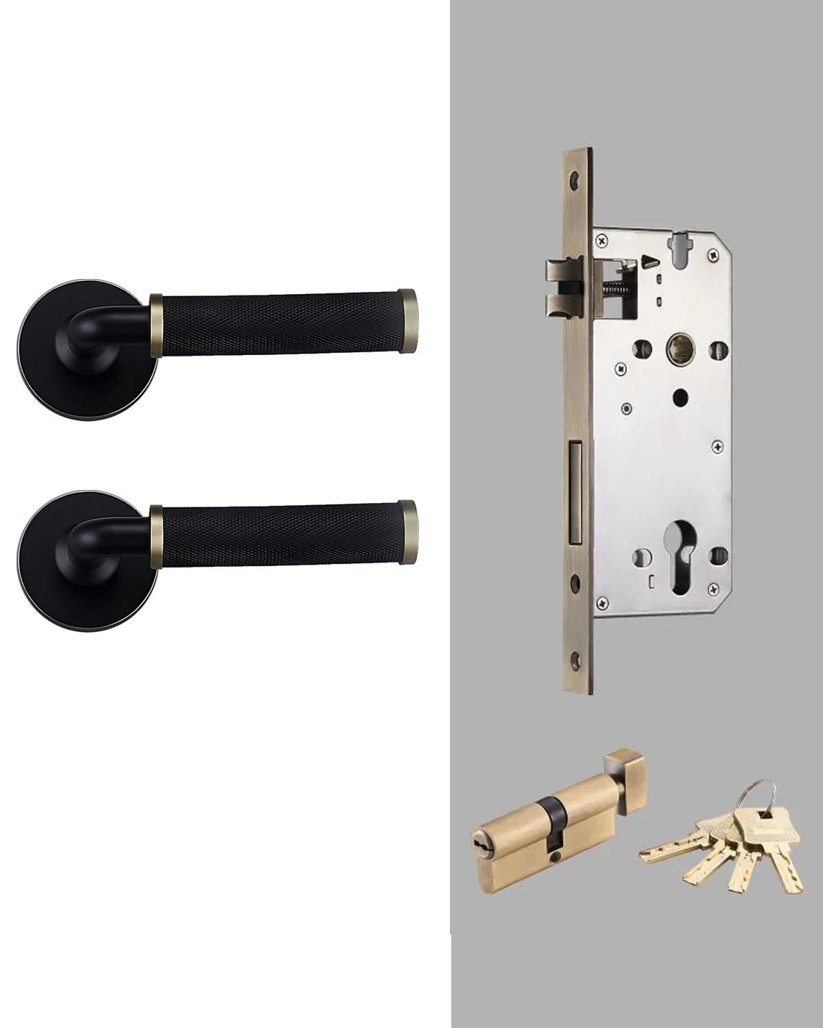 VEVOR Passage Door Handle, 5 Pack Matte Black Door Lever, Left Or Right Handing Reversible Lever Non-Locking, 45° Rotation To Open, Square Interior Door Handles For Hallways, Closets, Meeting Spaces