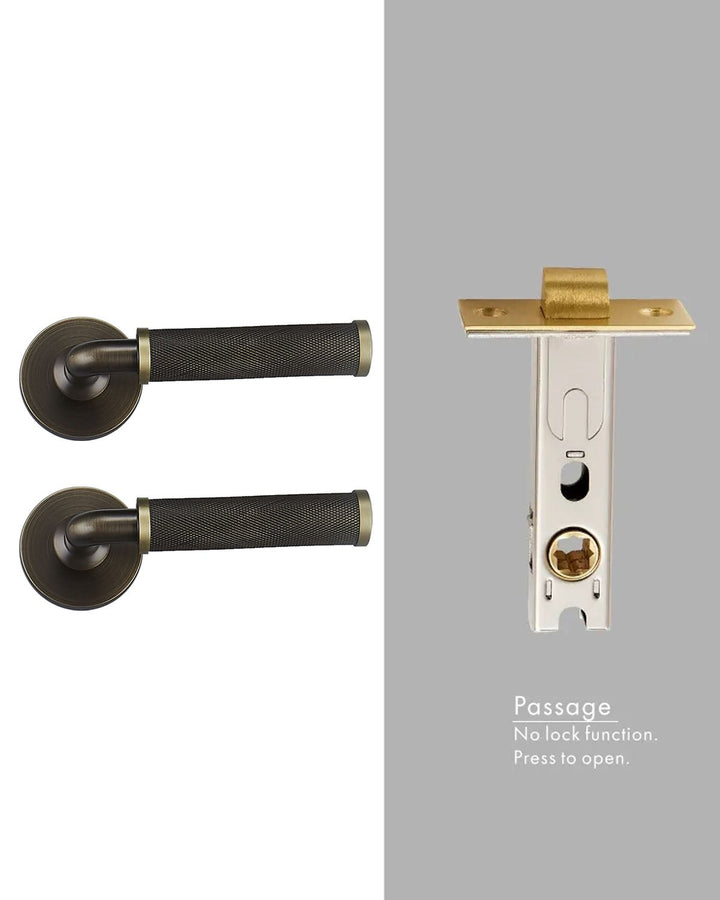 MILAN Solid Brass Knurled Lever Door Handle Set - Luxury Handles