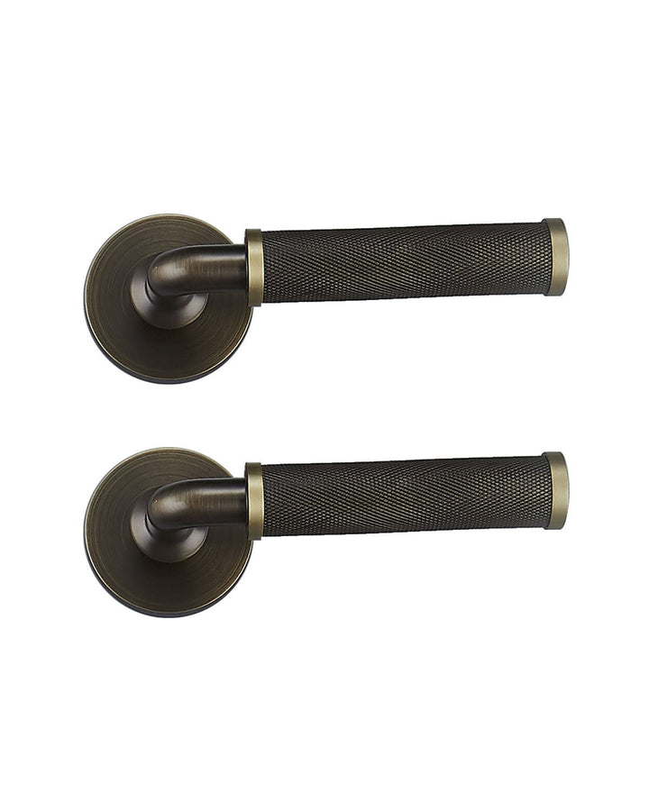 MILAN Solid Brass Knurled Lever Door Handle Set - Luxury Handles