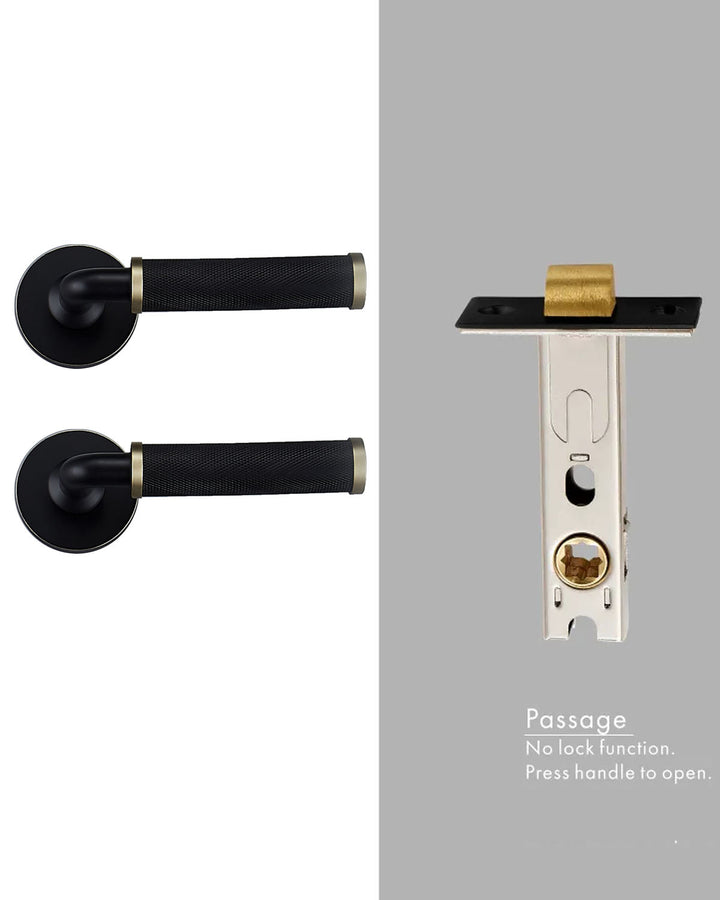 MILAN Solid Brass Knurled Lever Door Handle Set - Luxury Handles