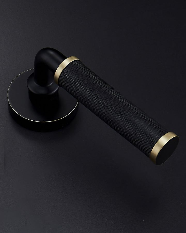 MILAN Solid Brass Knurled Lever Door Handle Set - Luxury Handles