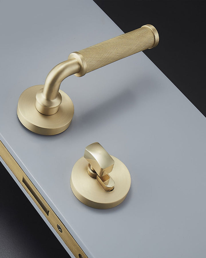 MILAN Solid Brass Knurled Lever Door Handle Set - Luxury Handles
