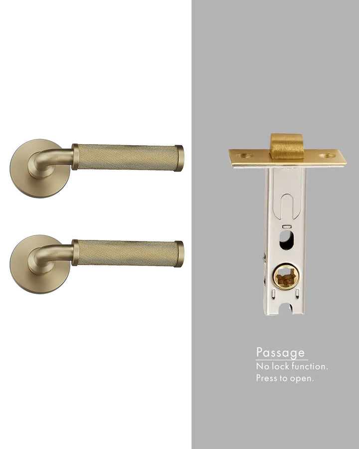 MILAN Solid Brass Knurled Lever Door Handle Set - Luxury Handles