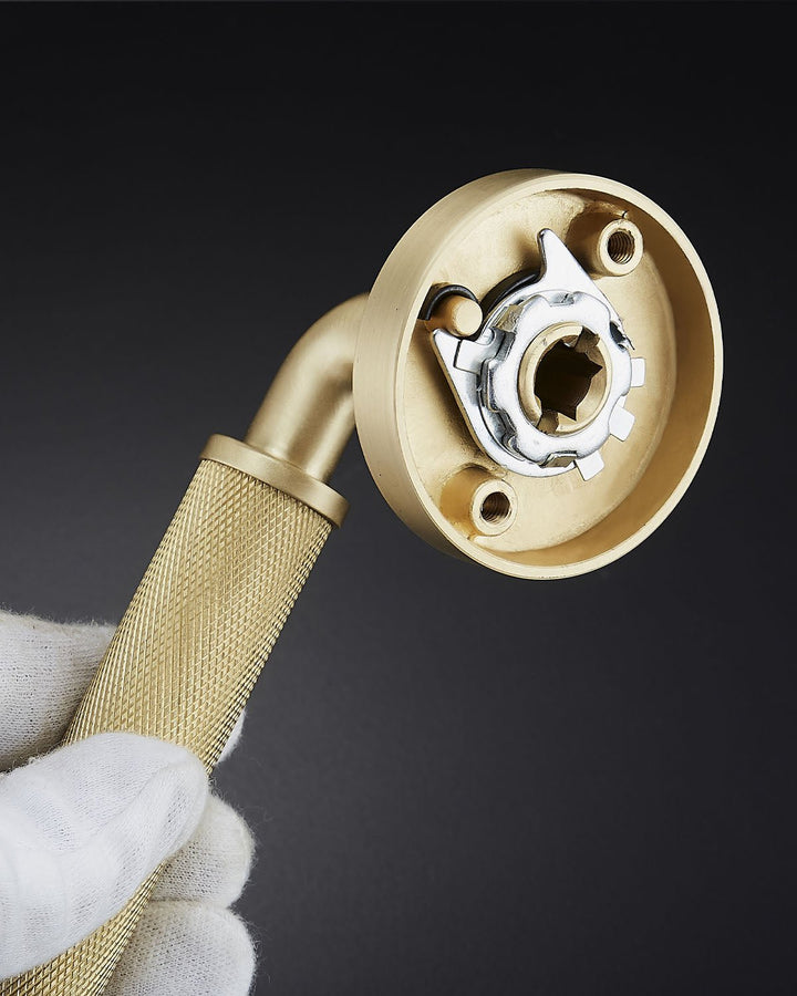 MILAN Solid Brass Knurled Lever Door Handle Set - Luxury Handles