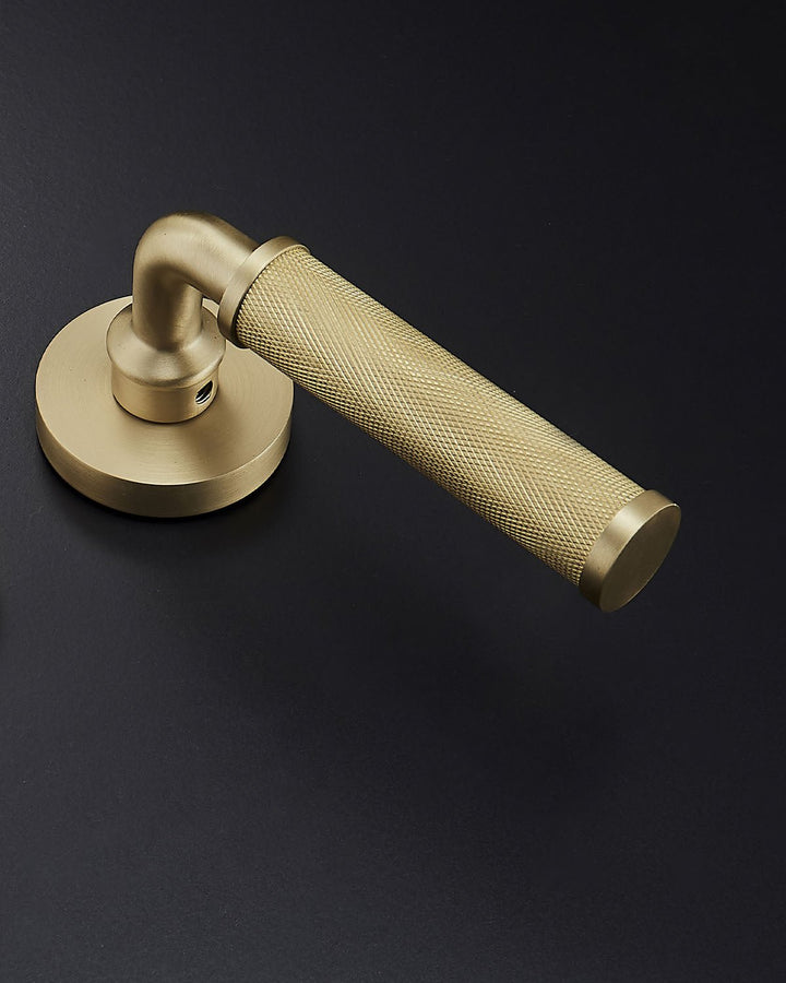 MILAN Solid Brass Knurled Lever Door Handle Set - Luxury Handles