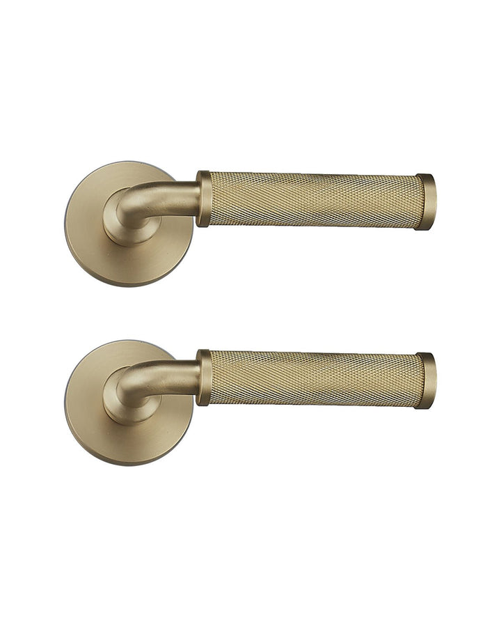 MILAN Solid Brass Knurled Lever Door Handle Set - Luxury Handles