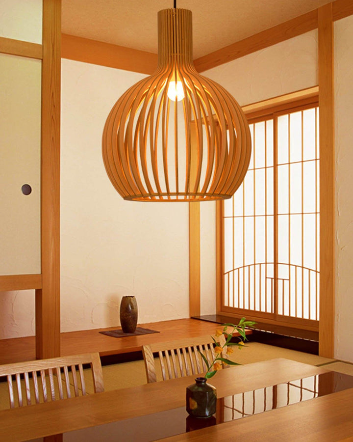 Modern Wooden Birdcage Pendant Light - Luxury Handles
