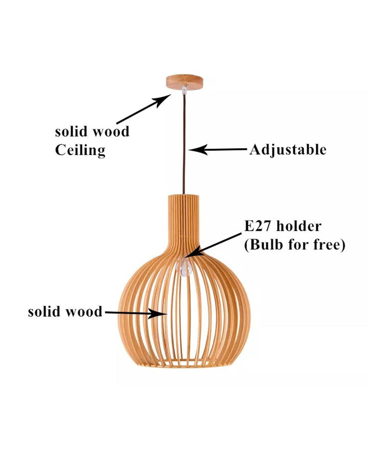 Modern Wooden Birdcage Pendant Light - Luxury Handles