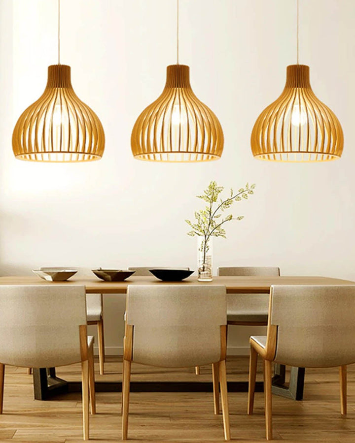 Modern Wooden Birdcage Pendant Light - Luxury Handles