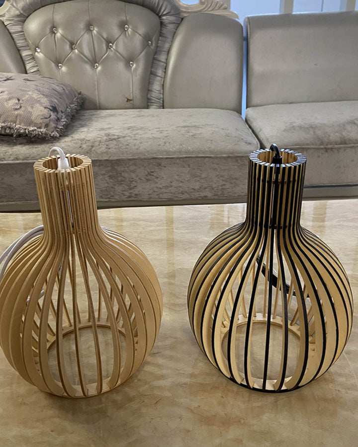 Modern Wooden Birdcage Pendant Light - Luxury Handles