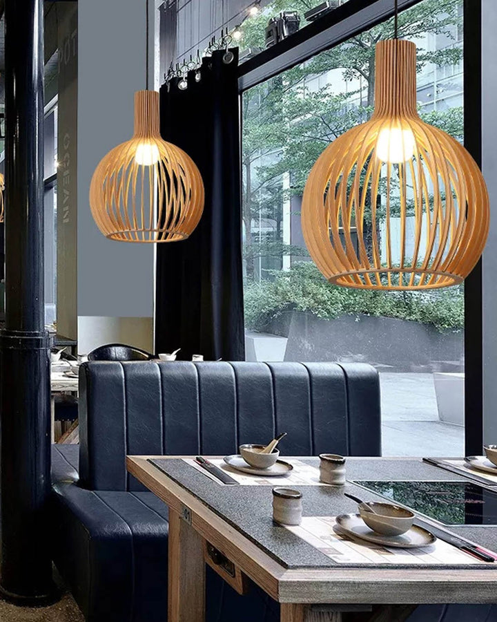 Modern Wooden Birdcage Pendant Light - Luxury Handles
