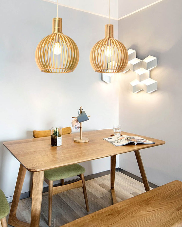 Modern Wooden Birdcage Pendant Light - Luxury Handles