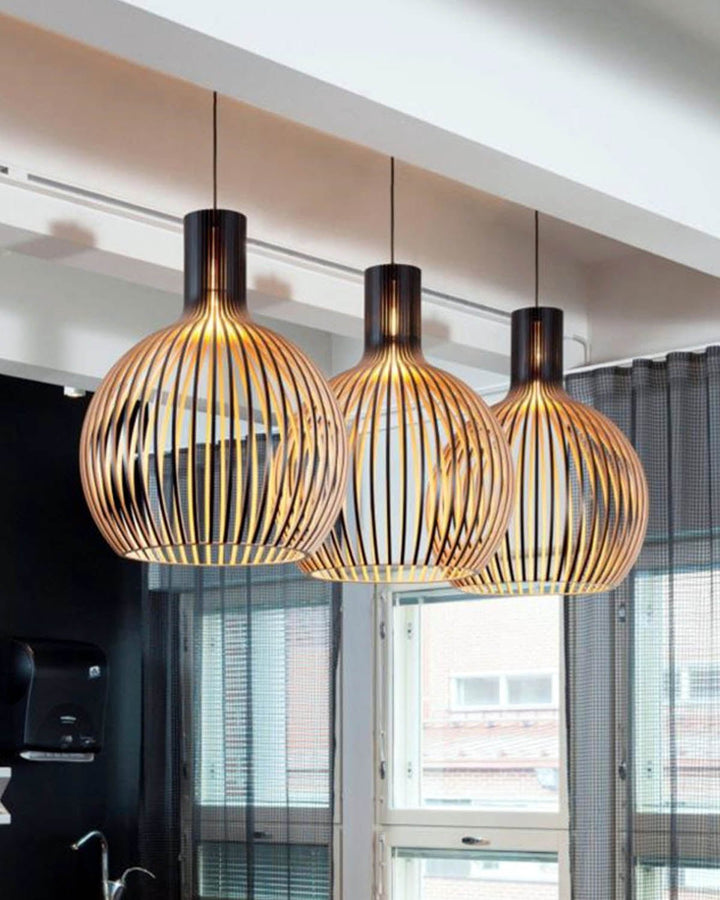 Modern Wooden Birdcage Pendant Light - Luxury Handles
