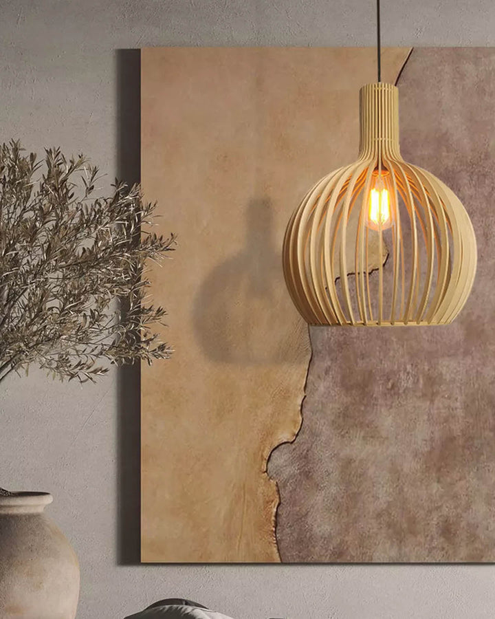 Modern Wooden Birdcage Pendant Light - Luxury Handles