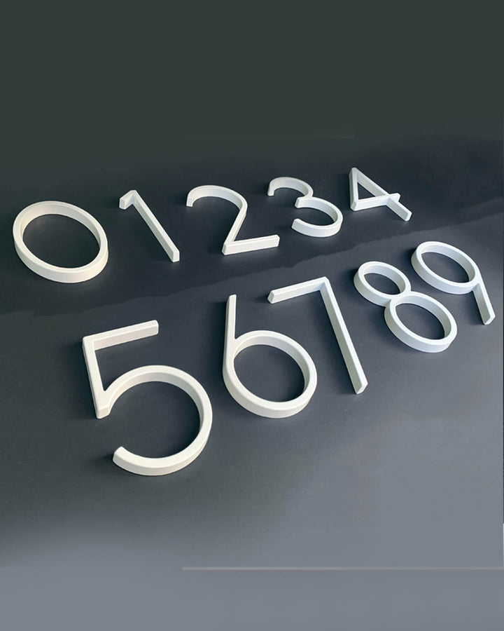 MONACO White Floating Large House Numbers - 125mm - Luxury Handles