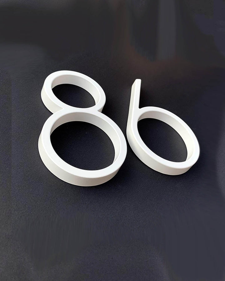 MONACO White Floating Large House Numbers - 125mm - Luxury Handles
