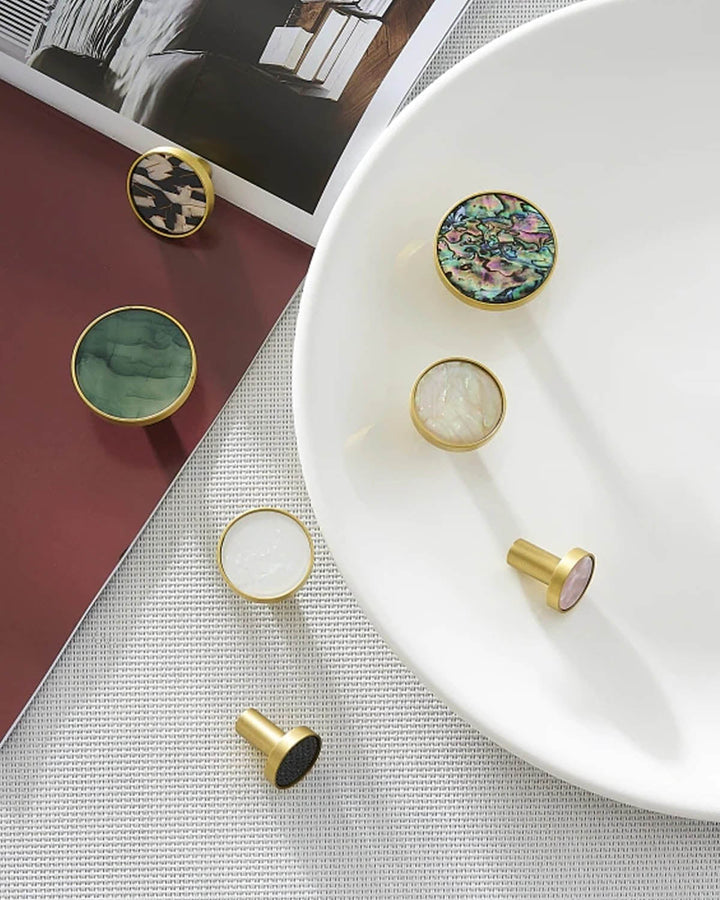 Natural Shell and Solid Brass Cabinet Knob - Luxury Handles