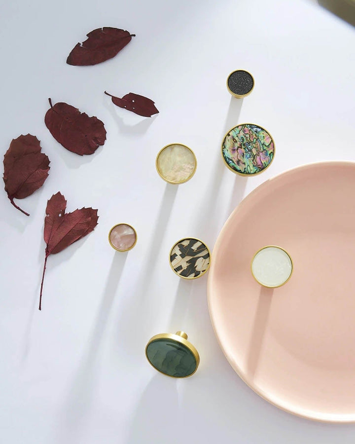 Natural Shell and Solid Brass Cabinet Knob - Luxury Handles