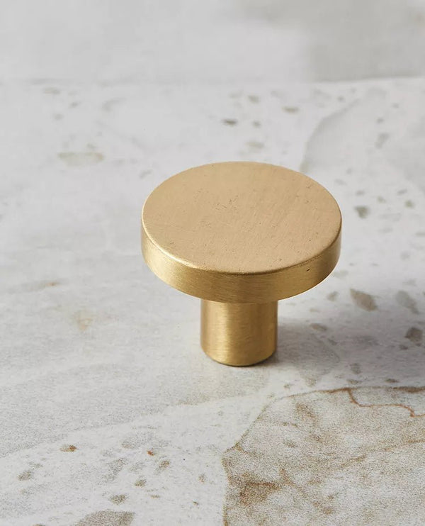 NORDIC Solid Brass Circular Flat Knob - Luxury Handles