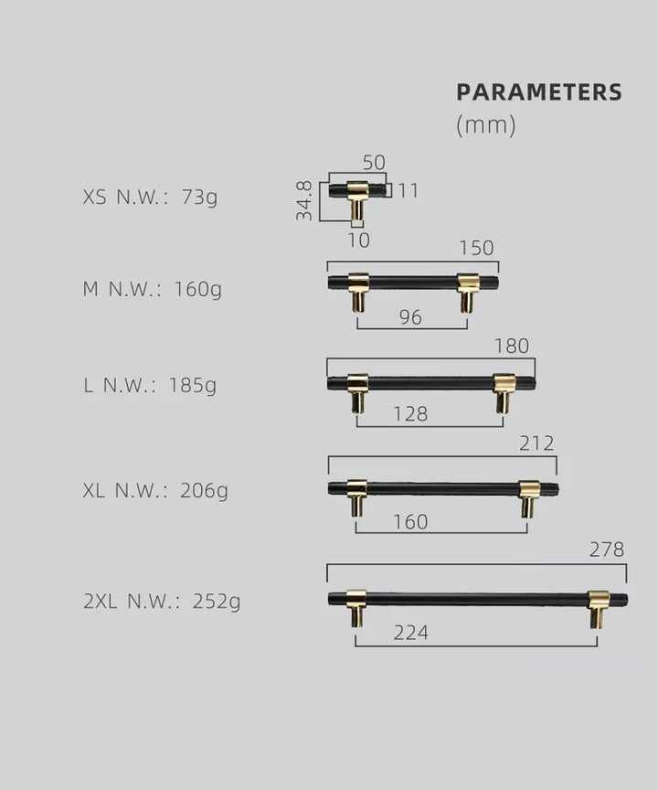 NORDIC Solid Brass Modern Kitchen & Cabinet Handle - Luxury Handles