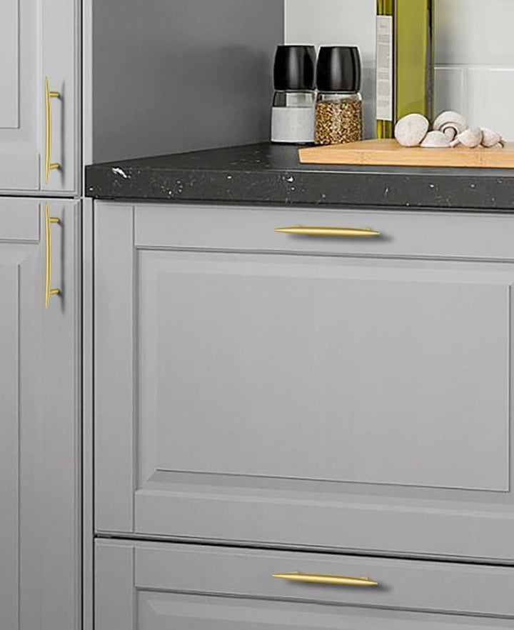 NORDIC Solid Brass Slim Curved Kitchen & Cabinet Handle - Luxury Handles