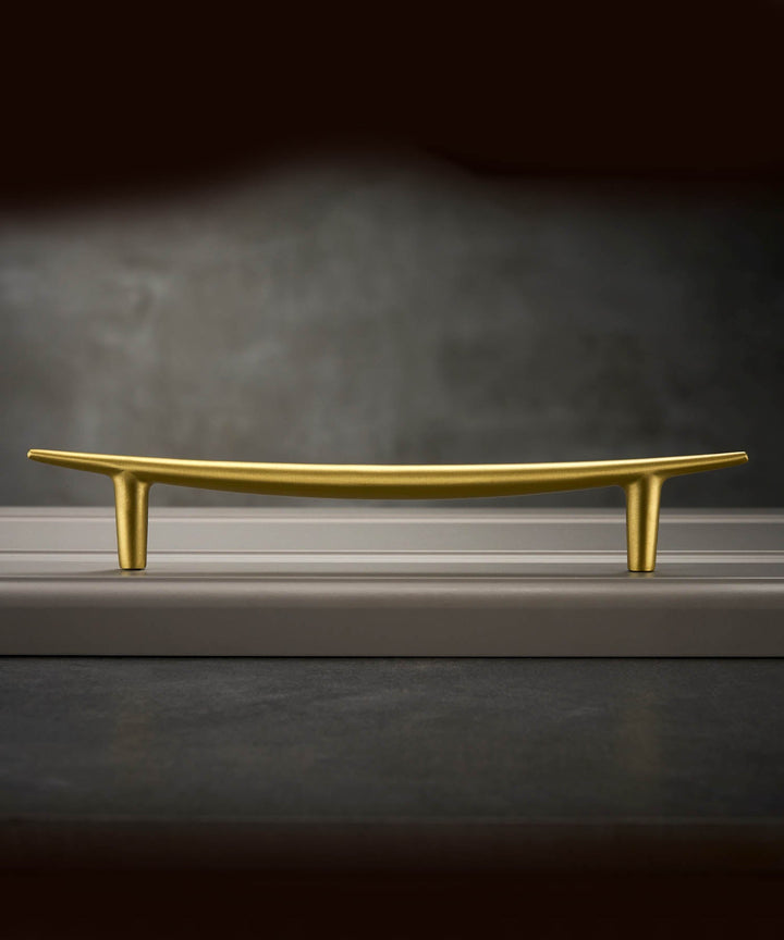 NORDIC Solid Brass Slim Curved Kitchen & Cabinet Handle - Luxury Handles