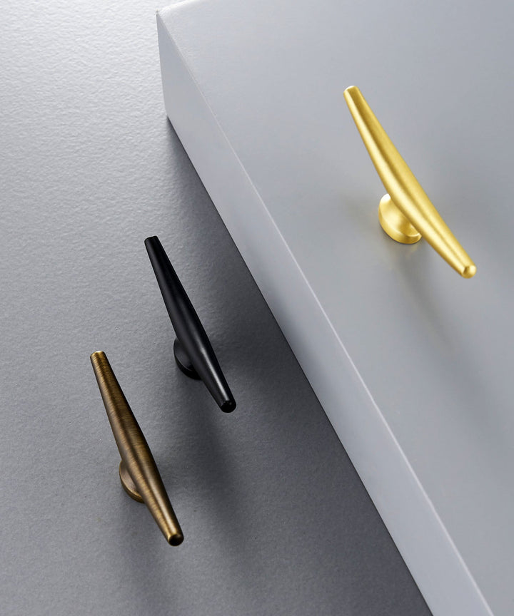 NORDIC Solid Brass Slim Curved T-Bar Handle - Luxury Handles
