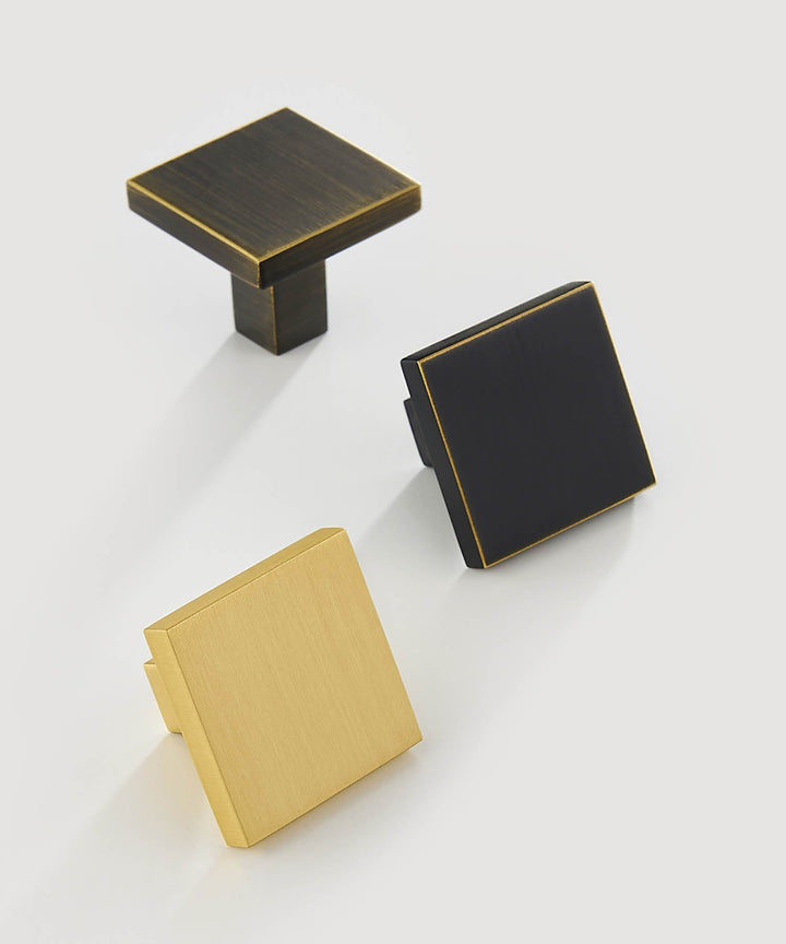 NORDIC Solid Brass Square base knob - Luxury Handles