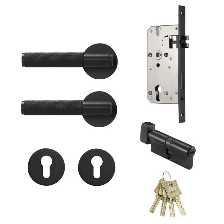 Nova Solid Brass Knurled Door Lever Handle Set - Luxury Handles