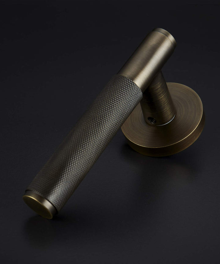 Nova Solid Brass Knurled Door Lever Handle Set - Luxury Handles