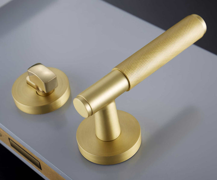 Nova Solid Brass Knurled Door Lever Handle Set - Luxury Handles