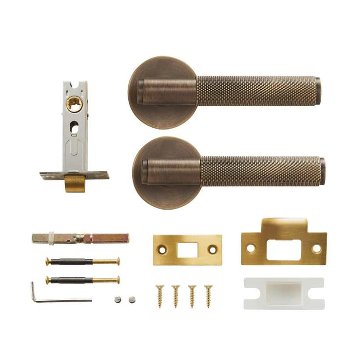Nova Solid Brass Knurled Door Lever Handle Set - Luxury Handles