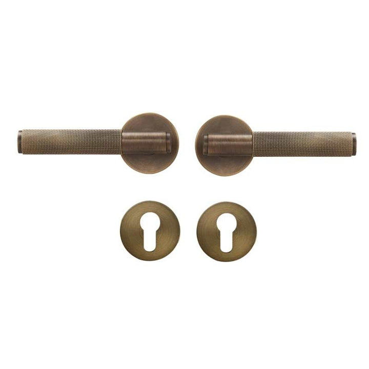 Nova Solid Brass Knurled Door Lever Handle Set - Luxury Handles