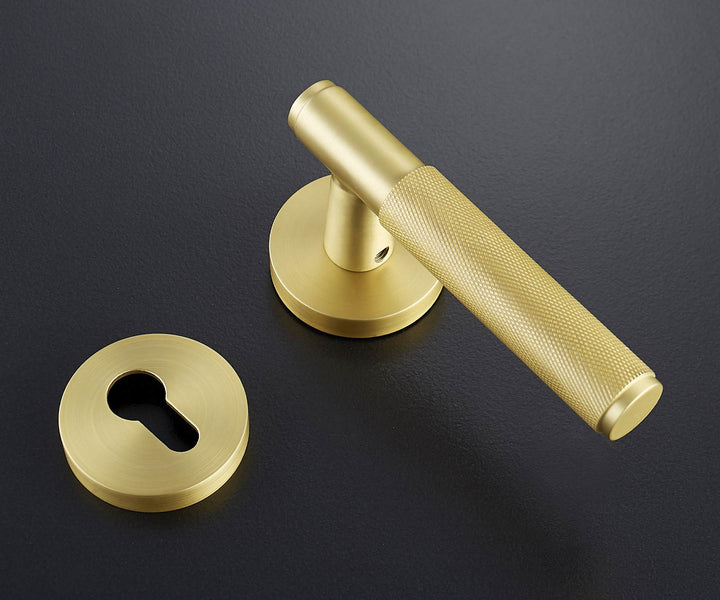 Nova Solid Brass Knurled Door Lever Handle Set - Luxury Handles