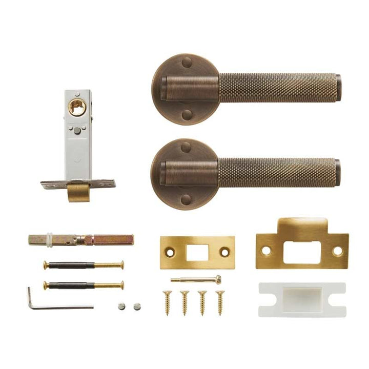 Nova Solid Brass Knurled Door Lever Handle Set - Luxury Handles