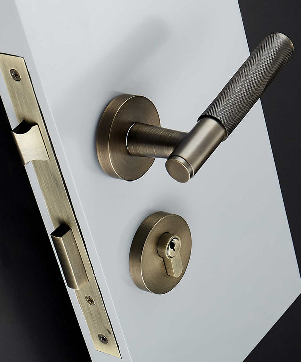 Nova Solid Brass Knurled Door Lever Handle Set - Luxury Handles