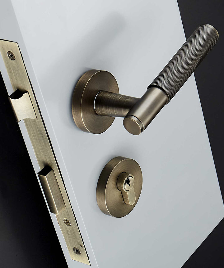 Nova Solid Brass Knurled Door Lever Handle Set - Luxury Handles