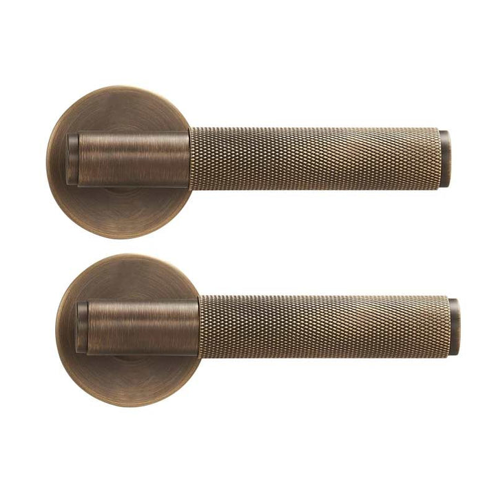Nova Solid Brass Knurled Door Lever Handle Set - Luxury Handles
