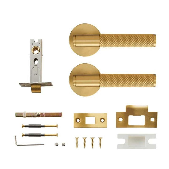 Nova Solid Brass Knurled Door Lever Handle Set - Luxury Handles