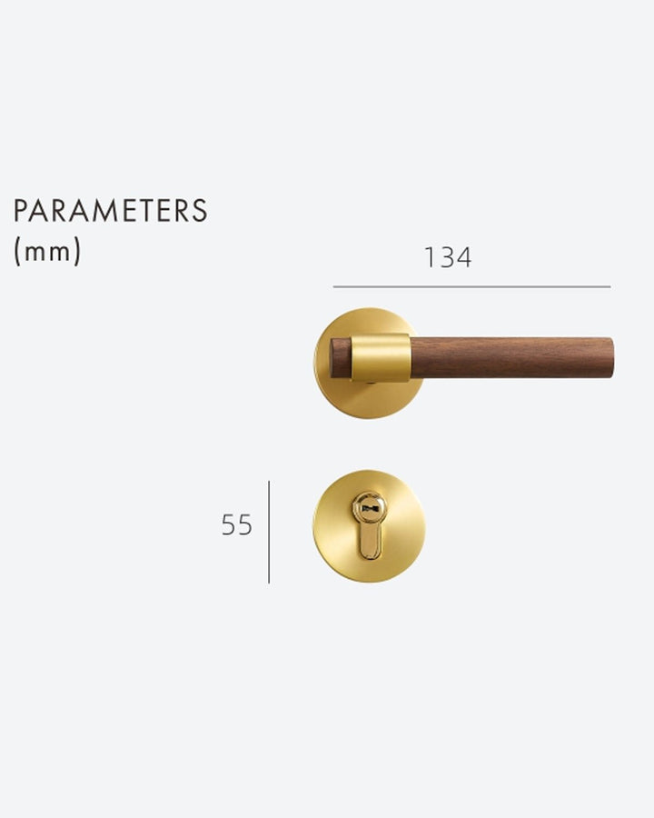Real Walnut & Solid Brass Lever Door Handle Set - Luxury Handles