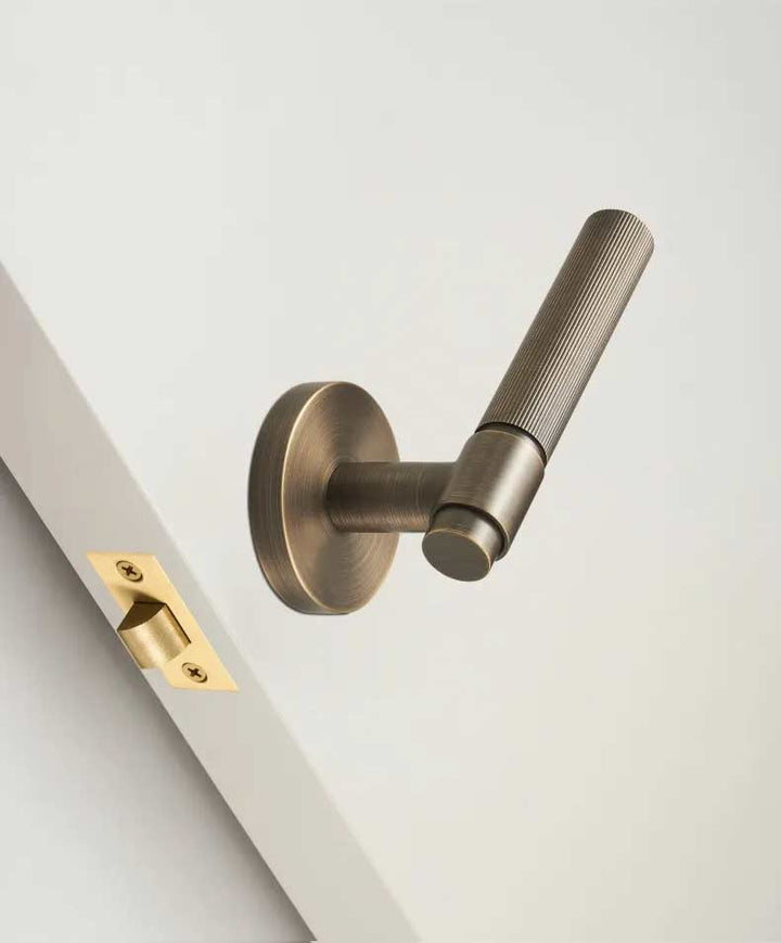 VELOX Solid Brass Knurled Door Lever Handle Set - Luxury Handles