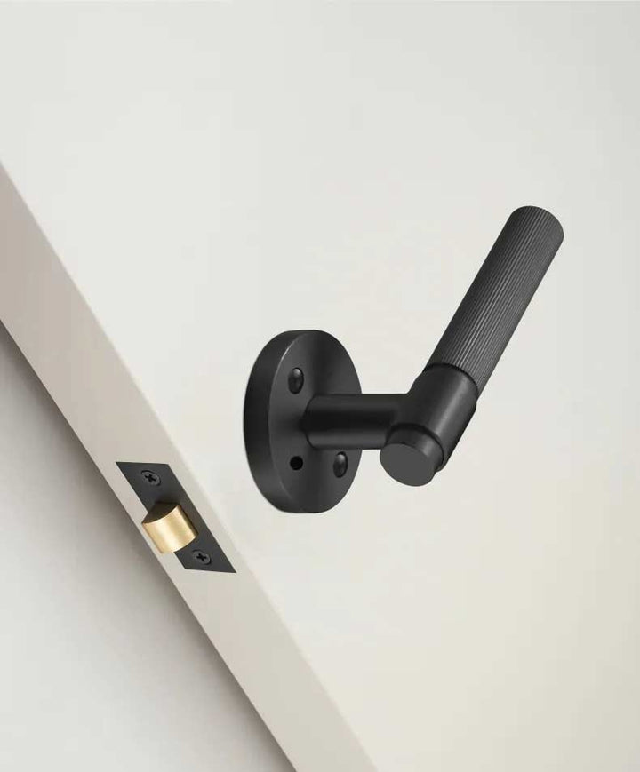 VELOX Solid Brass Knurled Door Lever Handle Set - Luxury Handles