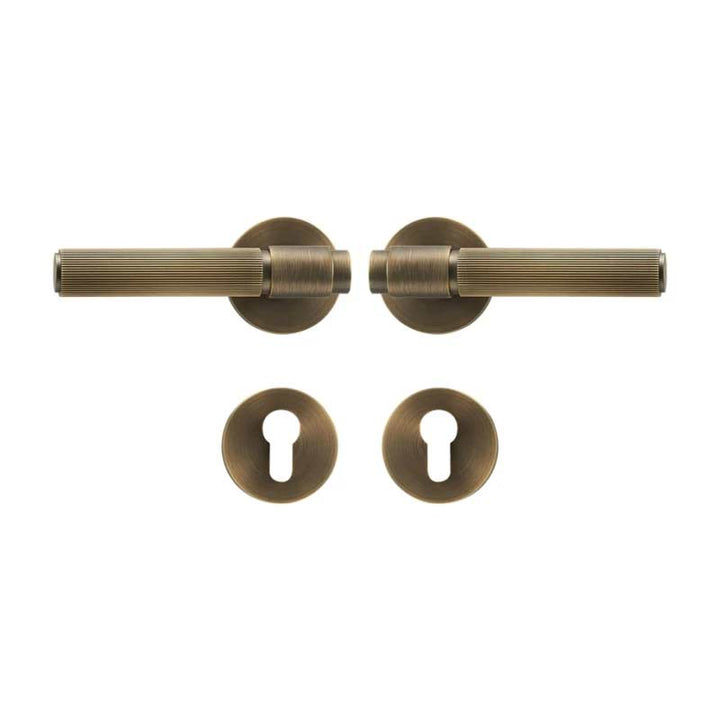 VELOX Solid Brass Knurled Door Lever Handle Set - Luxury Handles