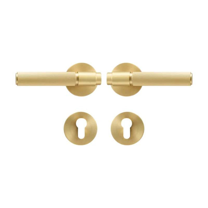 VELOX Solid Brass Knurled Door Lever Handle Set - Luxury Handles