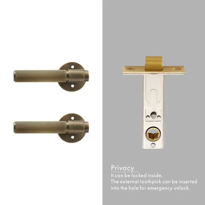VELOX Solid Brass Knurled Door Lever Handle Set - Luxury Handles