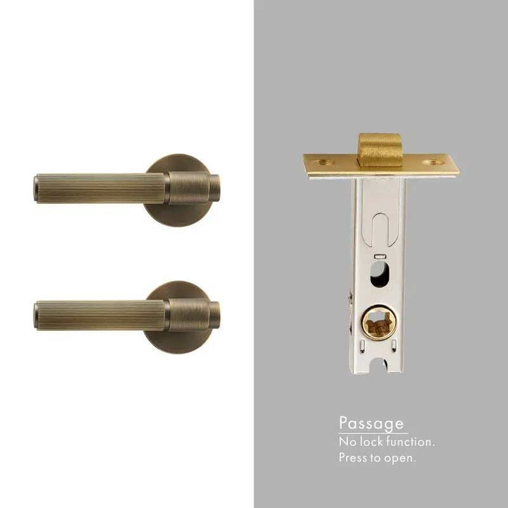 VELOX Solid Brass Knurled Door Lever Handle Set - Luxury Handles